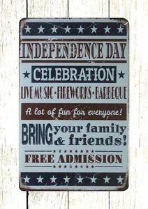 Independence day celebration tin metal sign modern wall decor - Picture 1 of 4