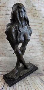 Abstract Surrealist Bronze Metal Bust of Nude Woman Marble Base Signed Original - Picture 1 of 11
