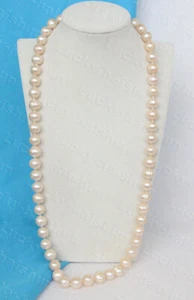 Long natural 28" 12mm round light pink freshwater pearls necklace 925sc c1259 - Picture 1 of 3
