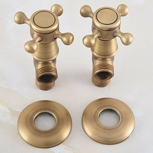 Un par antiguo 2x válvula de parada de ángulo de baño 1/2" macho x 1/2" rosca macho - Imagen 1 de 6