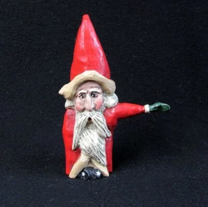 Midwest Cannon Falls LIMB FOLK SANTA Figurine Carved Primitive Folk Art Arm Out - Foto 1 di 3