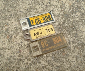 Vintage Lot Of 3 NY NJ PA Disabled American Veteran License Plate Keychain Tag - Picture 1 of 3