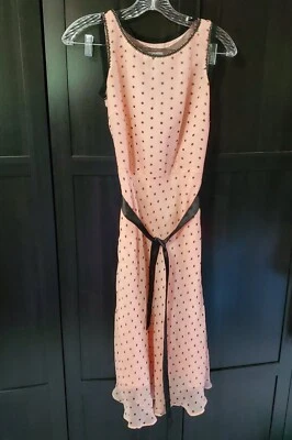 Vestido Chadwicks Mujer Talla 4 Lunares Negro Cambio Sin Mangas Barbie Pinup Seda Foto 1 de 4