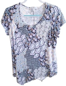 Star Vixen Womens 1X Paisley Blouse Floral Boho Shirt Hippie Peasant Casual Top - Picture 1 of 6