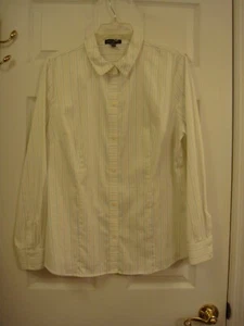 Women's The Limited Teal Striped Button Up Long Sleeve Fitted Blouse Size XL NEW - Picture 1 of 7