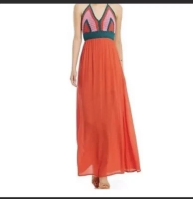 NWT Giani Binni GB Maxi Dress Crochet Halter size Large beach zipper - Изображение 1 из 4