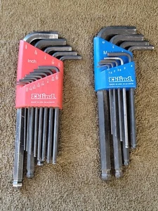 2 Eklind Metric Sae L Shaped Ball End Hex Key Sets 3/8" .050 10mm 1.5mm BOTH - Picture 1 of 8