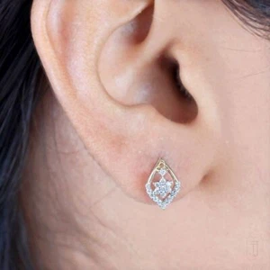 14K Gold 0,26 ct VS/F-G Diamant Raute & Blume Ohrstecker - The Jewelz - Bild 1 von 6