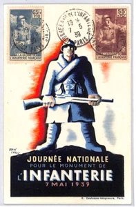 FRANCE ART Postcard 1939 INFANTRY MONUMENT DAY Soldier Set 1938 VIEW-SIDE PX332 - Picture 1 of 10