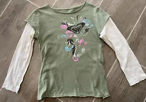 ROXY Teenie Wahine - Girls Size M (5) - Long Sleeve Pullover Top Floral Logo - Picture 1 of 4