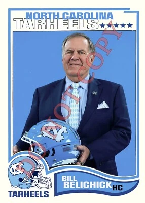 Tarjeta de arte personalizada Bill Belichick - Tarheels de Carolina del Norte - Tarjeta en bruto Foto 1 de 2