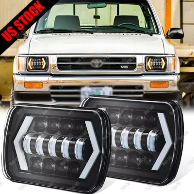 Par Para Toyota 82-95 Pickup Tacoma Hardbody 5x7" 7x6" Faróis de LED DRL Hi/Lo - Imagem 1 de 4