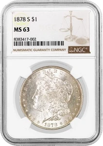 1878 S $1 Morgan Silver Dollar NGC MS63 - Picture 1 of 4
