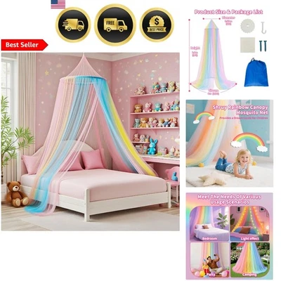 Mosquitera con dosel cama Rainbow Princess para niñas doble tamaño queen completo niños... Foto 1 de 4