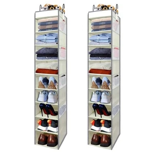 2 Pack Large-Sized Hanging Shoe Organizer 10-Shelf, Sturdy Hanging Closet Org... - Picture 1 of 6