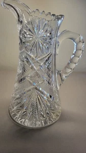Antique American Brilliant 10 Inch Cut Leaded Glass Pitcher - Picture 1 of 15