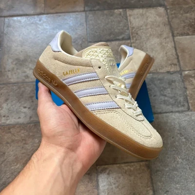 Adidas Originals Gazelle Indoor Womens Beige/Lilac Trainers Size UK 4 - Image 1 of 4