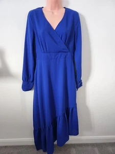 Ladies Royal Blue Coast V Neck Long Sleeve Dress Size 12 Party/Formal - Picture 1 of 9