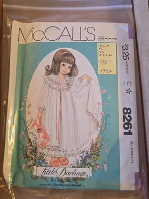 Camisón de colección 1982 McCall's Little Darlings patrón 8261 niñas talla 3-6*¡Bata FF! Foto 1 de 2