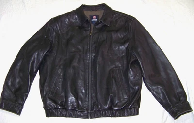 Jaqueta de couro preta masculina vintage com zíper frontal - GG - Imagem 1 de 4