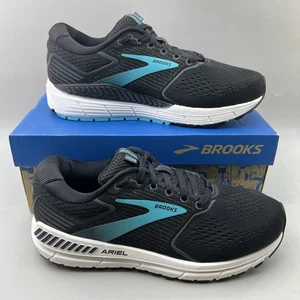 Brooks Ariel 20 Running Sneakers Women Size 8.5 D Wide Black Blue Comfort Shoes - Picture 1 of 11