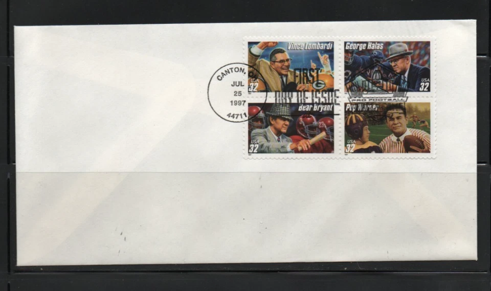 1997 Football Coaches Block of 4 First Day of Issue FDC Scott #3146a - Image 1 of 1