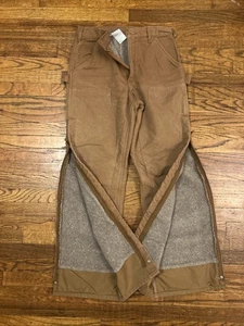 Pantalone Carhartt Uomo 32x34 Marrone B157 Foderato Doppio Ginocchio Lavoro Zip Gamba Made USA - Foto 1 di 12