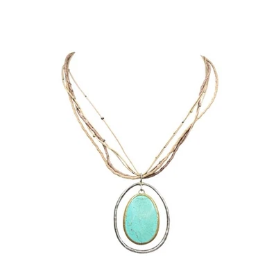 Collar Colgante Silpada Howlita Cuero Tono Turquesa Plata de Ley N1804 Foto 1 de 4