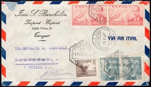 Tánger - Edi o 941(2)+927(2)+916 - Sobre por correo aéreo de Tánger a Suiza - Imagen 1 de 1