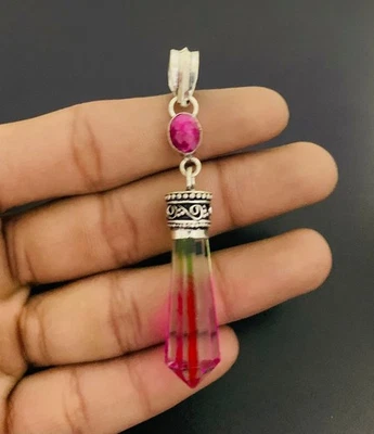 Bio Tourmaline Quartz Gemstone 925 Sterling Silver Handmade Pendant Jewelry Gift - Image 1 of 3