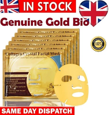 24K Gold Bio Collagen Face Mask Nourishes Anti Ageing & Hydrates Skin X 100pkt - Image 1 of 4