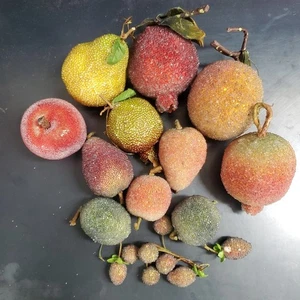 Vintage Perlen mattiert Faux Obst Ornamente Schüssel Füller Weihnachten 12 Stck. - Bild 1 von 18