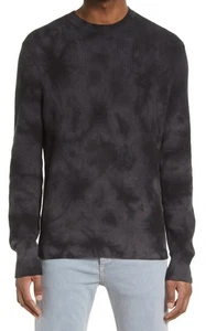 Rag & Bone Men’s Dexter Black Grey Tie Dye Knit Sweater Medium M Crew Neck - Picture 1 of 9