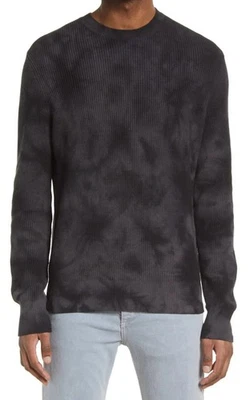 Rag & Bone Men’s Dexter Black Grey Tie Dye Knit Sweater Medium M Crew Neck - Image 1 of 4