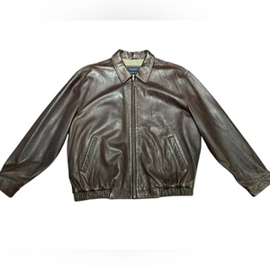 Daniel Cremieux Mens 2XL Brown Lambskin Bomber Style Full Zip Jacket - Picture 1 of 12