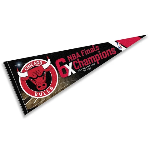 Chicago Bulls 6 Time Champions Full Size Pennant Flag Banner Cover
