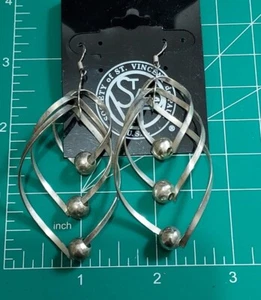 Sterling silver Dangle Earrings Contemporary Design Spiral Lightweight - Picture 1 of 2