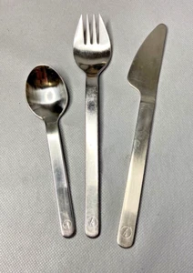 3 Vintage German Lufthansa Airlines Knife Spoon Fork Set Cutlery Wolf Karnagel - Picture 1 of 6