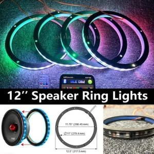 4pcs 12'' Color Chasing Speaker Lights 1/2 " Spacer Ring Lamp for Car Subwoofers - Picture 1 of 13
