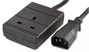 Power Extension Cable IEC C14 Male Plug to UK Mains Female Socket 13A Black 0.5m - Picture 1 of 3