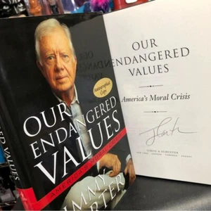 President Jimmy Carter Autographed 2005 Book Our Endangered Values - Hardcover - Picture 1 of 16