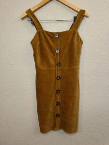 Vestido No Boundaries para mujer/junior marrón pana sin mangas con botones talla pequeña - Imagen 1 de 5