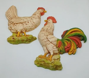 Vintage Homco Plastic Chicken and Rooster Wall Hanging Home Interior Retro 1970s - Picture 1 of 13