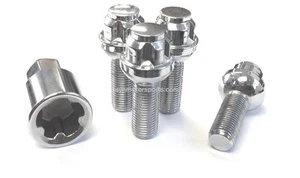 12x1.75 CHROME BALL SEAT RADIUS LUG BOLT WHEEL LOCKS SET 24MM OEM MOST VOLVO - Picture 1 of 2