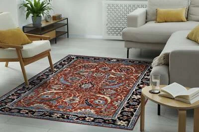Red and Navy Hand-Knotted Wool Allover Collection Rug by EORC | Elegant Area Rug - Image 1 of 4