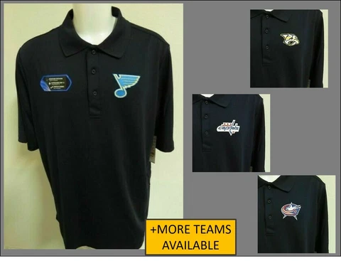 New Sz S-3XL Navy Blue Solid NHL Mens Performance Polyester #44C Polo Shirt Cover