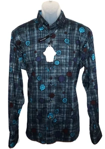 Visconti L/S Camisa ALTA 3XLT Natural Stretch Azul Marino Medallón FloralCheck NWT - Imagen 1 de 5