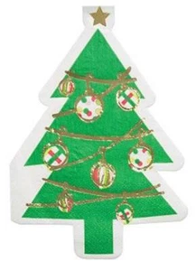 Die-Cut Christmas Tree Beverage Paper Napkins - Picture 1 of 1