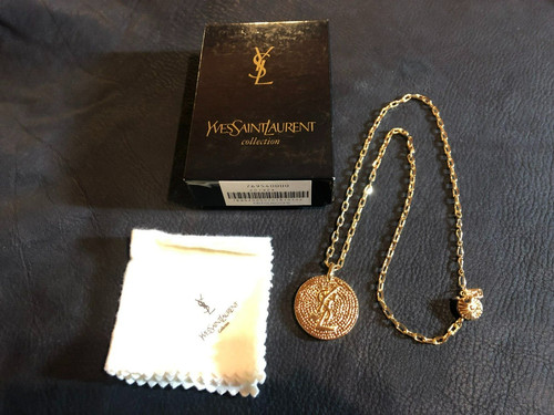 SAINT LAURENT (YSL) Ciondolo Collana YVES SAINT LAURENT AUTENTICO logo YSL vintage oro raro F S YS2