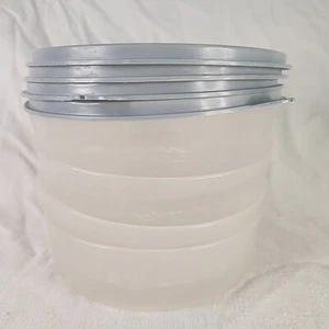 Tupperware Wonder Bowls Set of Four #1405 Series Clear Gray Lids 6" Vintage MCM - Picture 1 of 6